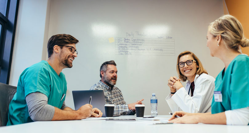 team meeting with nurse admin